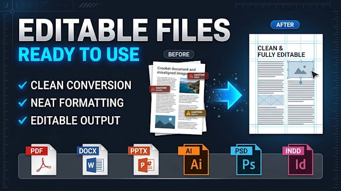 convert PDF, word, PPT and adobe design files