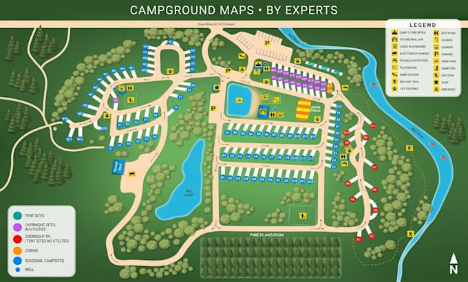 design campground maps, rv park maps and campsite maps