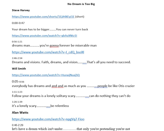 write a motivational video script and provide source videos