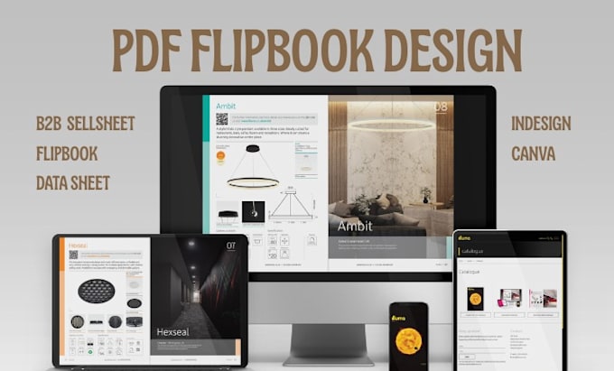 design interactive pdf flipbook, fillable b2b sell sheet, indesign data sheet