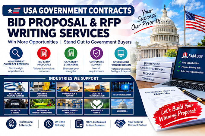write government contract bids, federal proposals, rfp response for winning bids