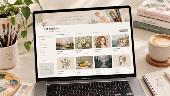 design aesthetic notion template for artists