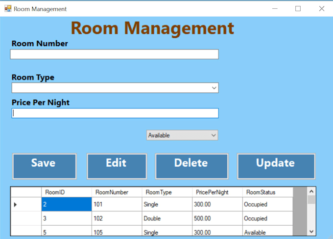 develop a c hash hotel management system with sql server