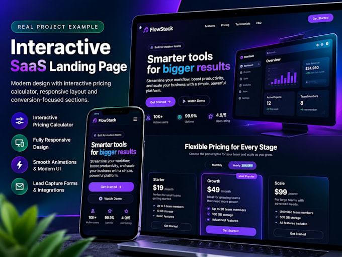 design and develop a modern saas landing page website