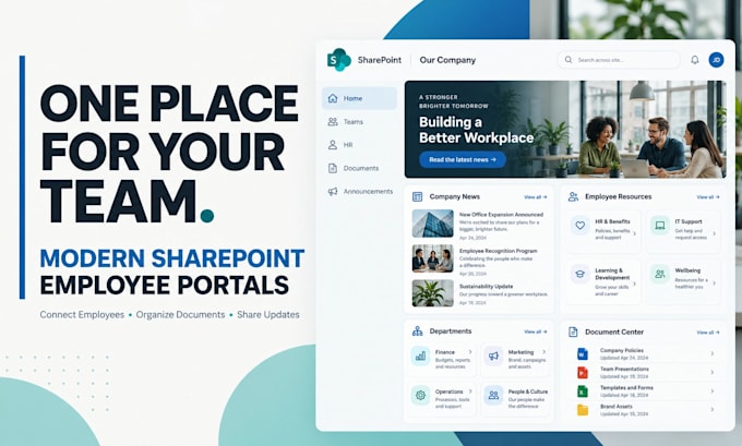 build sharepoint intranet website, employee portal and microsoft 365 site