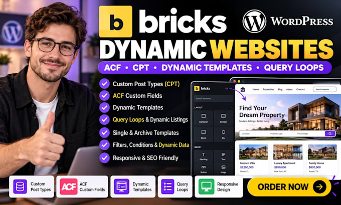 build wordpress website bricks builder acf cpt dynamic templates and query loops