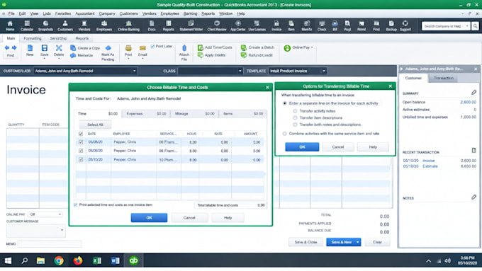 set up quickbooks online job costing for construction contractor projects title