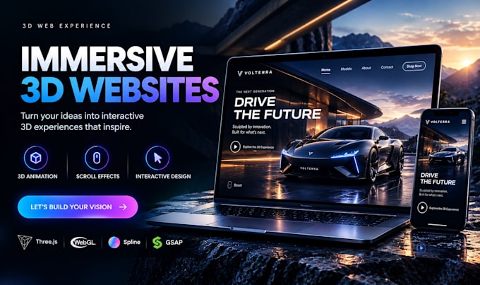 create immersive animated 3d website scroll effect webgl interactive 3d website