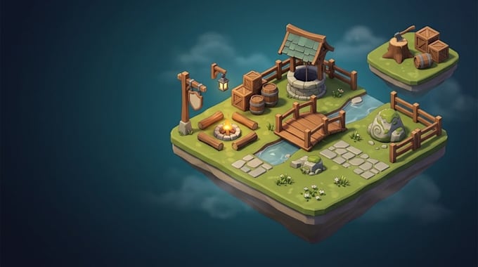 create roblox low poly environment assets, nature props, trees and rocks