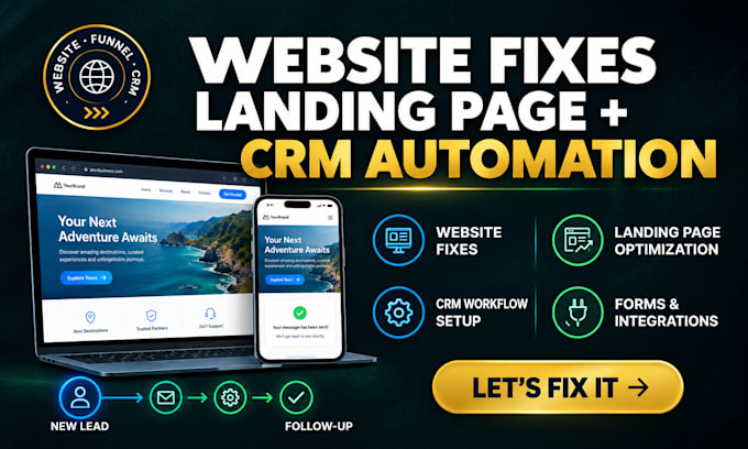 fix website issues improve landing pages set up CRM automation
