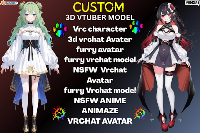 create anime vtuber model, vrchat avatar, furry nsfw rigging, vrm vseeface setup