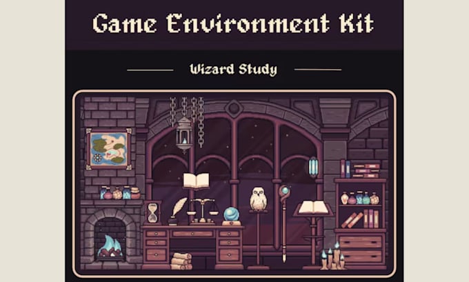 create pixel art backgrounds or scene for your game tileset