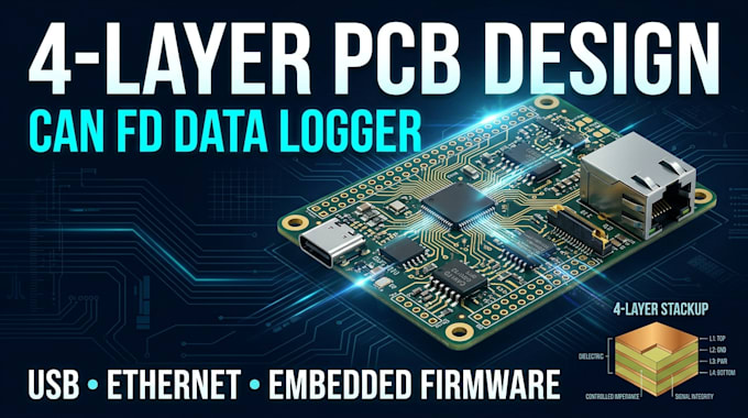 design a 4 layer can fd logger pcb with usb, ethernet and embedded firmware