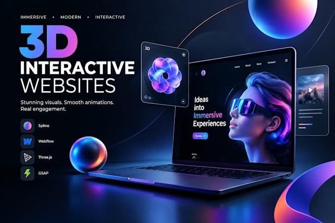 3d spline website animation 3d interactive webflow 3d js three rive animation