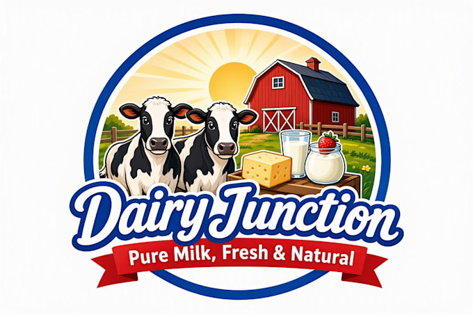 create unique cow farm logo for your business