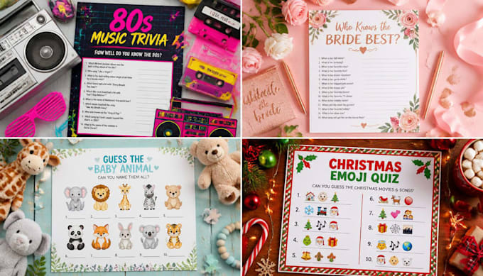 create a custom printable party game PDF for your event