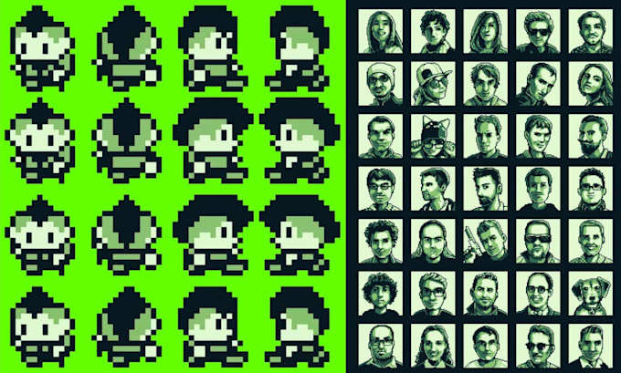 draw gameboy style character sprite, rpg portrait, game asset, scenes background