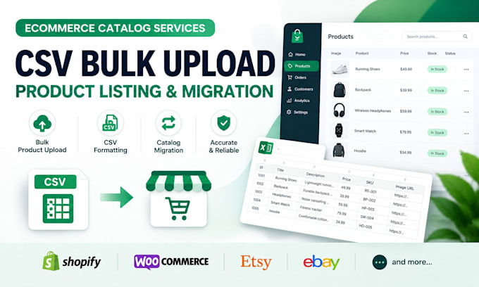 upload bulk products and migrate ecommerce catalogs using CSV