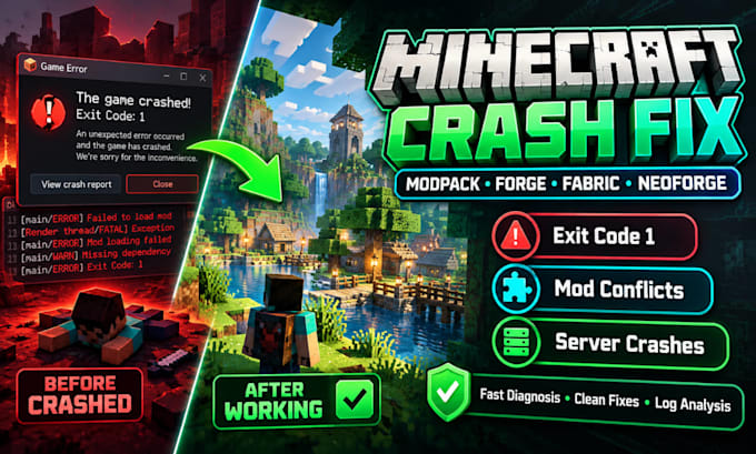 fix minecraft modpack crashes exit code 1 forge fabric neoforge curseforge error