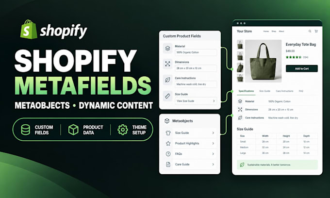 set up shopify metafields, metaobjects and dynamic product pages