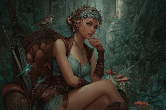 paint a fantasy beautiful water colour portrait