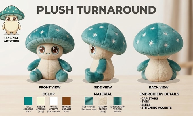 turn your character or mascot into a custom plush toy design