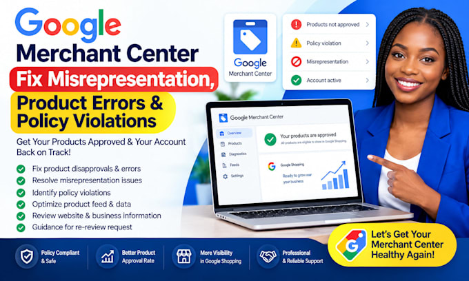 fix google merchant center misrepresentation product errors policy violation