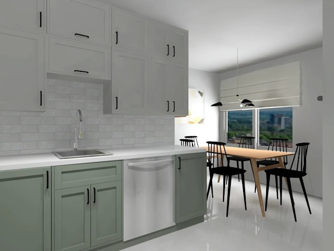 create professional interior decor plan with 3d model, 4k render and moodboard