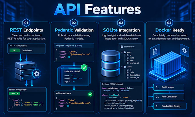 develop python fastapi rest apis and backend endpoints