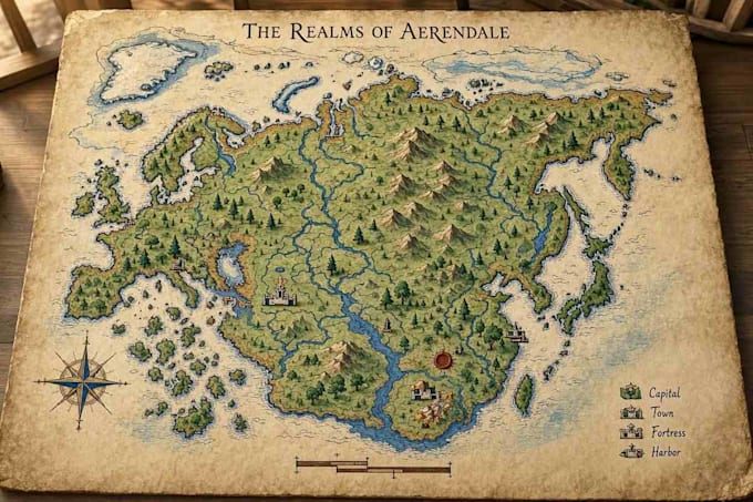 create detailed fantasy map world map map illustration cartography map design