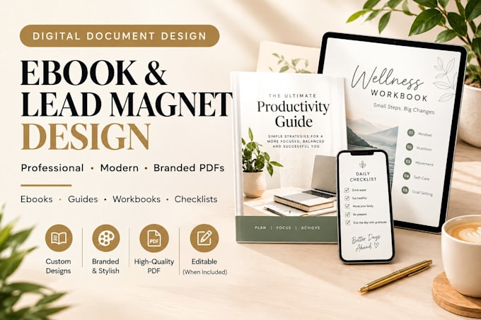 design a professional lead magnet, ebook, or PDF guide