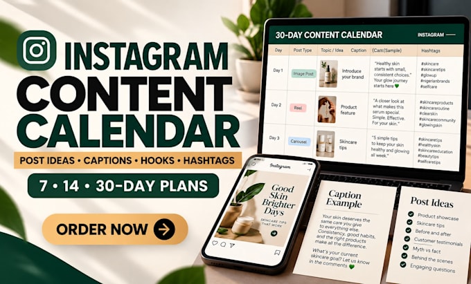 create your instagram content calendar and captions