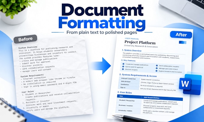 do microsoft word typing and document formatting