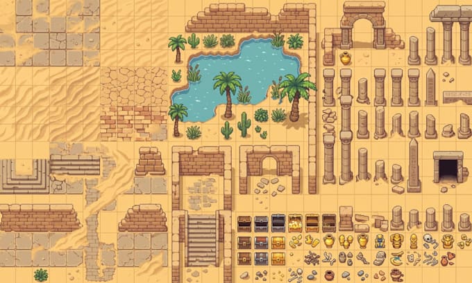 create 2d top down pixel art tileset pixel game art tilemap rpg maker game asset