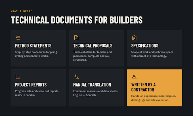 write construction method statements and technical proposals