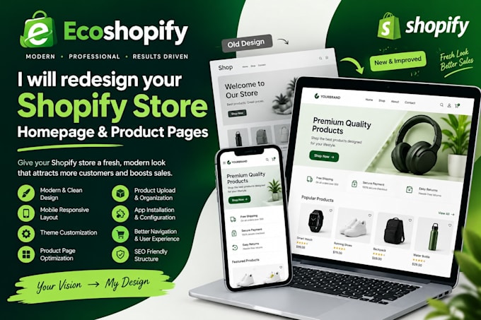 redesign your shopify store homepage and product pages