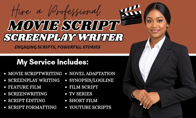 write a professional movie script screenplay or film script