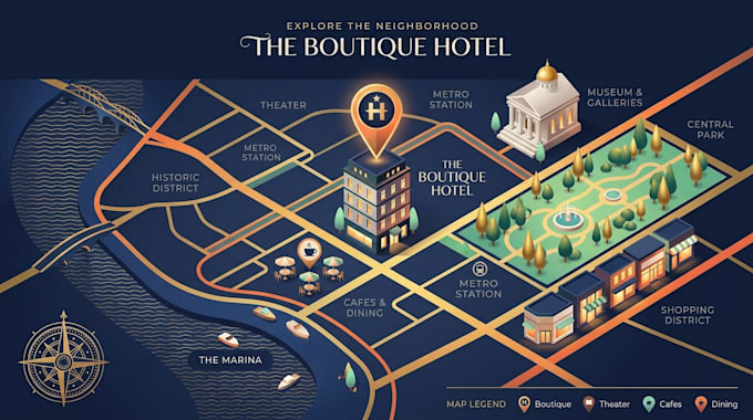 create resort maps, hotel maps, property layout, site plan