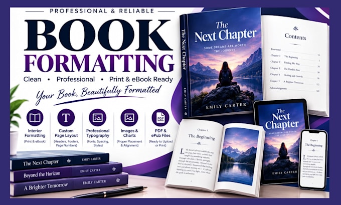do amazon KDP book formatting, kindle ebook and paperback layout