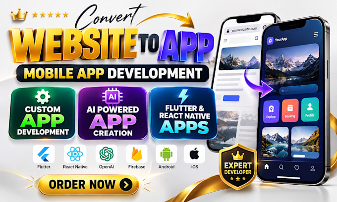 convert website app mobile app flutter app react native app ai app development