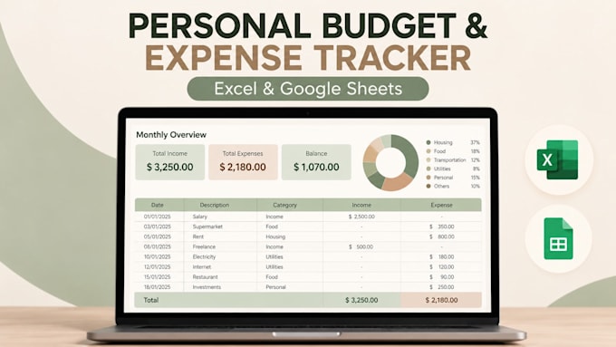 create a personal budget and expense tracker in excel or google sheets
