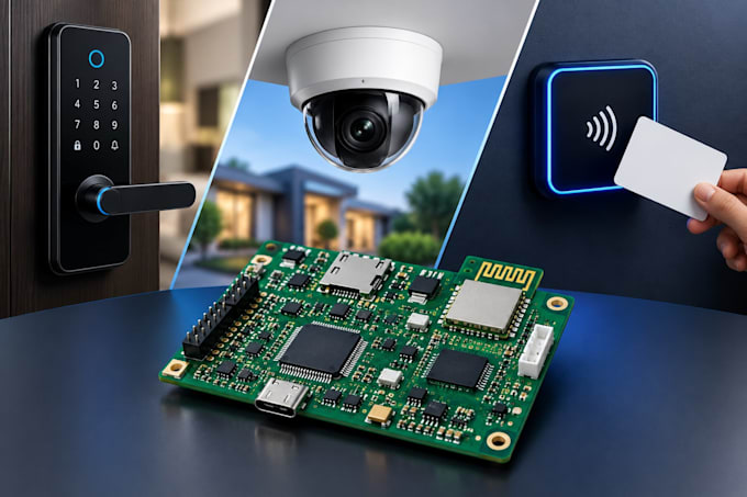 design iot pcb for smart door lock, security camera, and nfc hardware