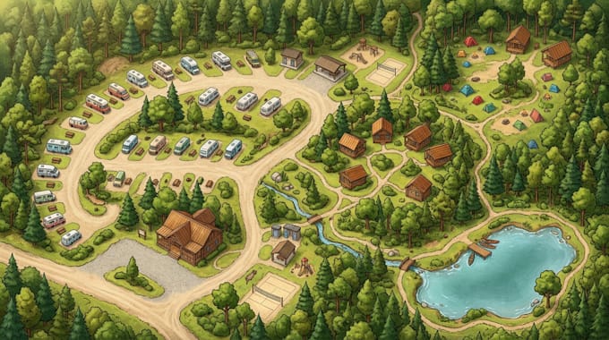 create campground maps, rv park maps, campsite layouts and site plan