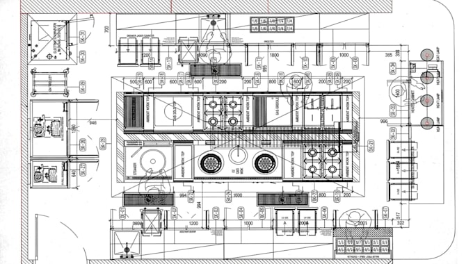 draft commercial kitchen plans for plumbing and equipment coordination