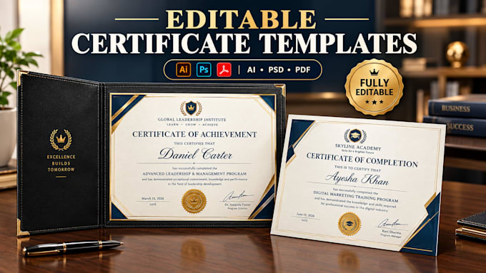 design editable certificate template corporate diploma or completion certificate