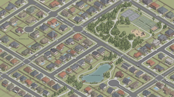 design subdivision map, neighborhood map, community layout, master site plan