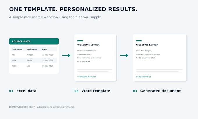 Fill your word template with excel data using mail merge by ...