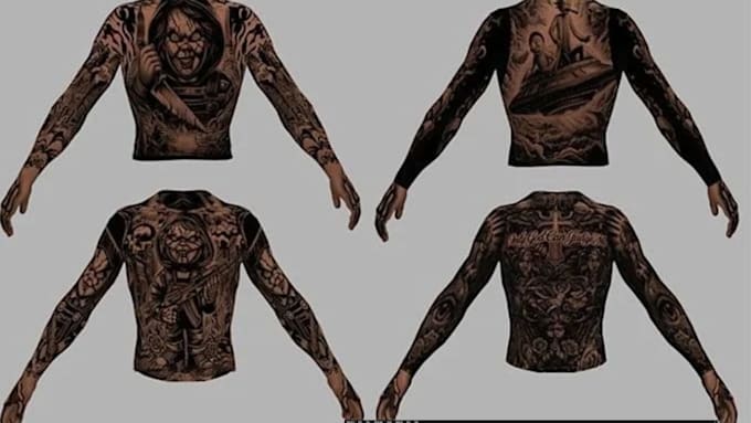 realistic custom full body fivem tattoos for gta 5 rp ped characters