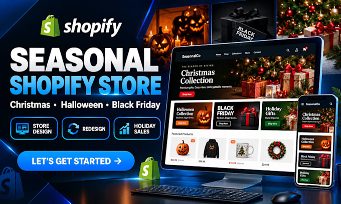 design a christmas halloween shopify store