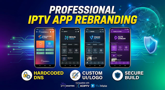rebrand iptv smarters xciptv tivimate app with hardcoded dns
